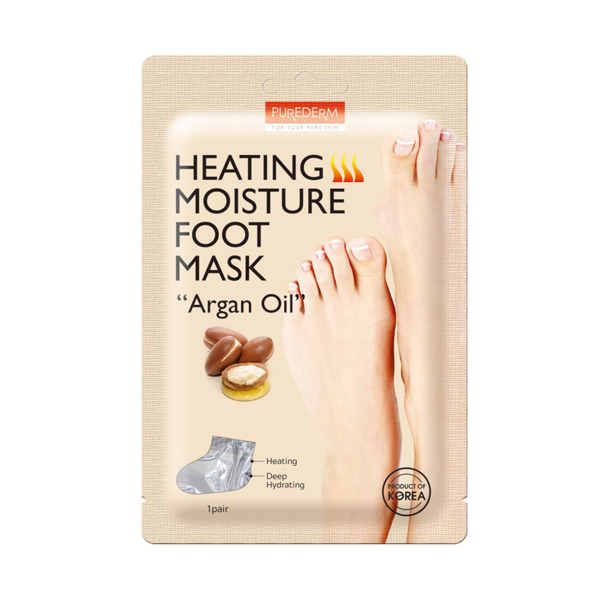 ماسک آبرسان پا گرمایشی حاوی آرگان~Heating Moisture Foot Mask Argan Oil~PUREDERM