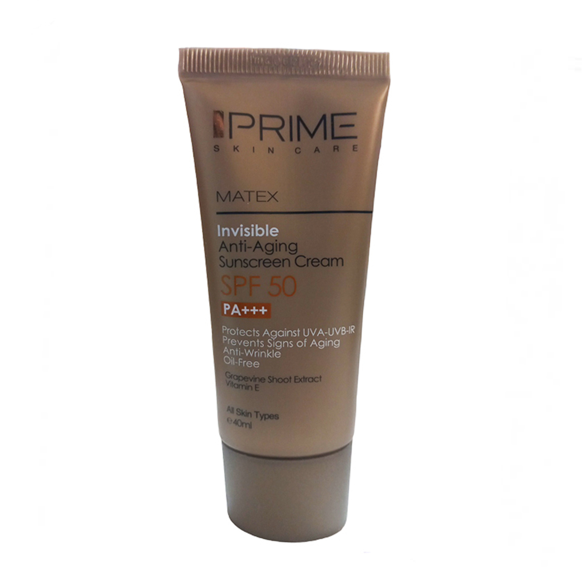 ضد آفتاب SPF50 جوان کننده فاقد رنگ فاقد چربی~Matex Invisible Anti Aging Sunscreen Cream SPF50 Oil Free~PRIME