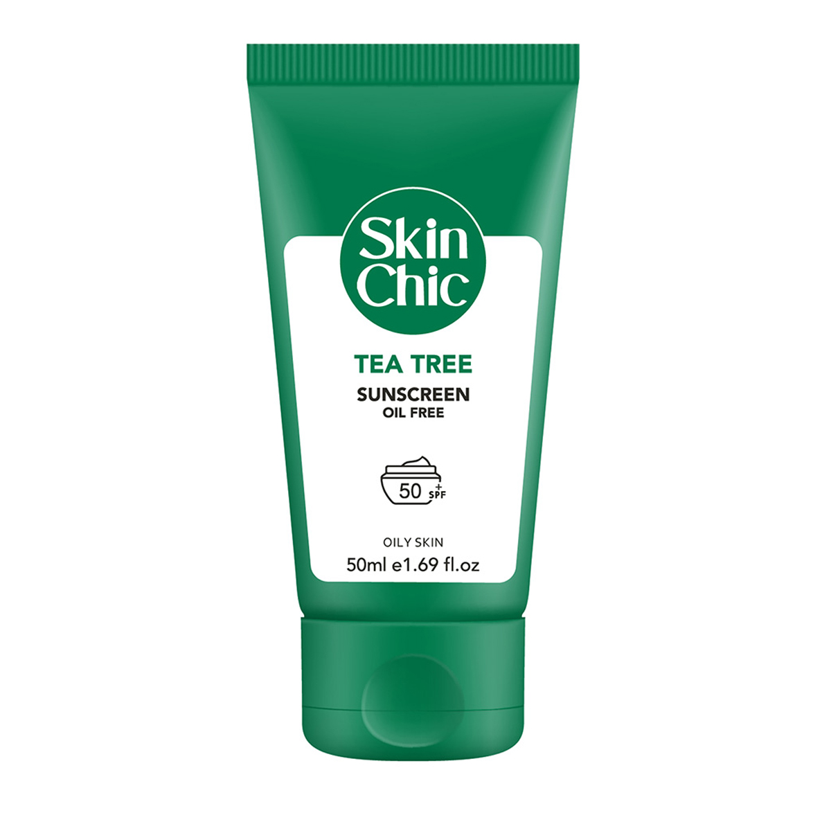 کرم ضد آفتاب SPF50 روغن درخت چای~Tea Tree Sunscreen Oil Free SPF50+~SKIN CHIC